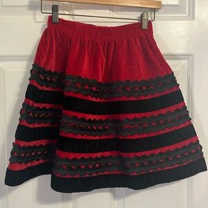 Children’s 6-7 holiday red and black skirt velvet with ribbons